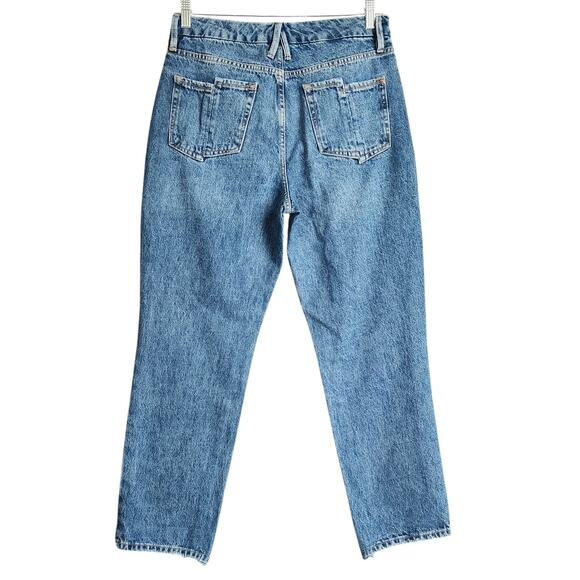 GOOD AMERICAN Good Vintage High Rise Straight Leg Jeans Size 6 Indigo Distressed - Picture 5 of 12